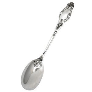 Antique French Sterling Silver Egg Spoon, Art Nouveau Poppy Flowers
