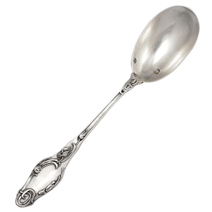 Antique French Sterling Silver Egg Spoon, Art Nouveau Poppy Flowers