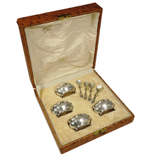 Load image into Gallery viewer, French Sterling Silver Salt Cellars Set, Art Nouveau Clematis Flowers, Ravinet &amp; Denfert
