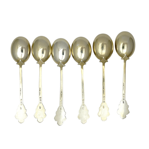 Vintage Turner & Simpson Set 6 England Sterling Silver Enamel Spoons Demitasse Coffee Expresso
