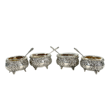 Load image into Gallery viewer, Antique French .800 Silver Open Salt Cellars &amp; Spoons Set of 4, Boxed
