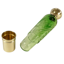 Load image into Gallery viewer, Antique French Sterling Silver Green Glass Liquor Flask

