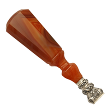 Load image into Gallery viewer, Antique French Wax Seal Silver &amp; Agate Desk Stamp, Cross Matrix
