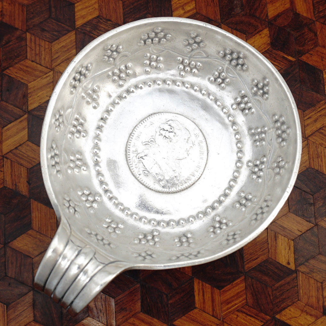 Antique French Sterling Silver Tastevin Wine Taster Sommelier Cup, Grapes