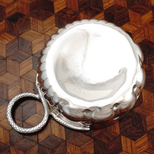 French Sterling Silver Tastevin Wine Taster Sommelier Cup, Snake Handle
