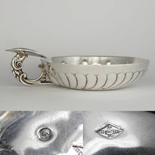 Load image into Gallery viewer, French Silver Tastevin Wine Taster Sommelier Cup, Ram Head Handle
