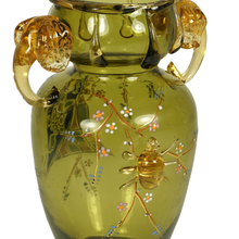 Load image into Gallery viewer, Antique French Art Glass Japonisme Cabinet Vase, Eugene Rousseau, Applied Elephants

