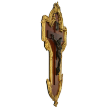 Load image into Gallery viewer, Antique French Gilt Bronze Jesus Christ Sculpture Corpus Wood Crucifix Wall Mount
