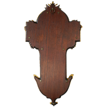 Load image into Gallery viewer, Antique French Gilt Bronze Jesus Christ Sculpture Corpus Wood Crucifix Wall Mount
