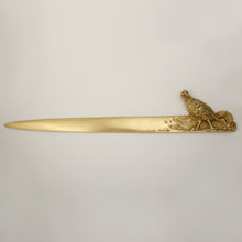 Load image into Gallery viewer, Antique French Signed Bronze Letter Opener, Grouse Hunting Game Bird
