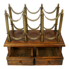 Load image into Gallery viewer, Antique French Brass and Wood Table Top Wine Rack Display Holder
