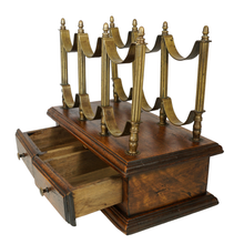 Load image into Gallery viewer, Antique French Brass and Wood Table Top Wine Rack Display Holder
