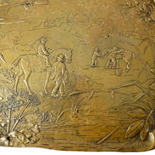 Load image into Gallery viewer, Antique 19th century French Bronze Equestrian Horse Rider Theme Smoking Set, Tray &amp; Match Holder
