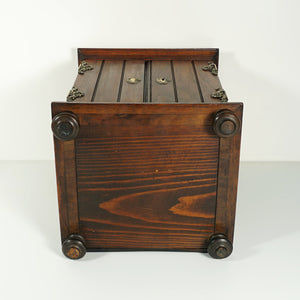 Antique Victorian Wood Cigar Caddy Box, Table Top Cabinet Cigar Presenter Box