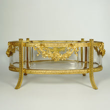 Load image into Gallery viewer, Large Antique French Dore Bronze Crystal Jardiniere Centerpiece
