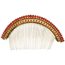 Load image into Gallery viewer, Antique French Empire Coral Hair Comb Diadem Tiara Gold Vermeil Silver
