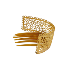 Load image into Gallery viewer, Antique French Hair Comb, Spanish Peineta Style Lattice Filigree
