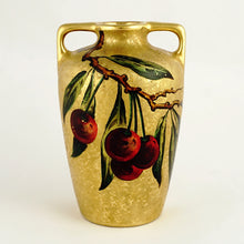 Load image into Gallery viewer, French Limoges Porcelain Vase Gold Gilded Hand Painted Cherries
