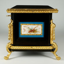 Load image into Gallery viewer, Napoleon III French Wood Jewelry Box Hand Painted Porcelain Plaques Gilt Bronze Mounts
