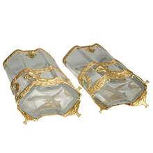 Load image into Gallery viewer, Pair Antique French Glass &amp; Gilt Ormolu Vases Empire Neoclassical Style
