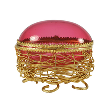 Load image into Gallery viewer, Antique French Palais Royal Cranberry Glass Egg Box Sewing Etui Necessaire
