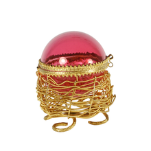 Load image into Gallery viewer, Antique French Palais Royal Cranberry Glass Egg Box Sewing Etui Necessaire
