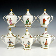 Load image into Gallery viewer, Antique French Paris Porcelain Hand Painted Pots de Creme and Tray Set
