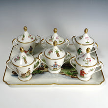 Load image into Gallery viewer, Antique French Paris Porcelain Hand Painted Pots de Creme and Tray Set
