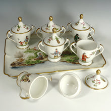 Load image into Gallery viewer, Antique French Paris Porcelain Hand Painted Pots de Creme and Tray Set
