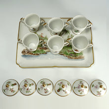 Load image into Gallery viewer, Antique French Paris Porcelain Hand Painted Pots de Creme and Tray Set
