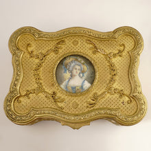 Load image into Gallery viewer, Antique French Miniature Portrait Gilt Bronze Jewelry Box, Princesse Lamballe
