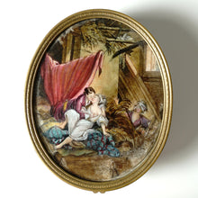 Load image into Gallery viewer, Antique French Miniature Portrait Bronze Jewelry Box, Painting of Lovers
