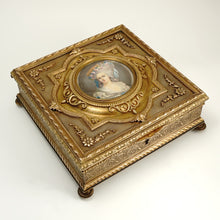 Load image into Gallery viewer, Large Antique French Miniature Portrait Gilt Bronze Jewelry Box, Princesse Lamballe

