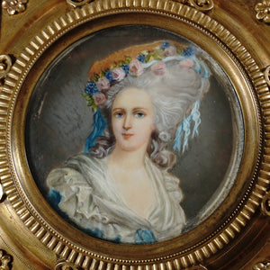 Large Antique French Miniature Portrait Gilt Bronze Jewelry Box, Princesse Lamballe