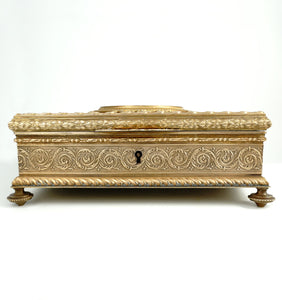 Large Antique French Miniature Portrait Gilt Bronze Jewelry Box, Princesse Lamballe