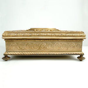 Large Antique French Miniature Portrait Gilt Bronze Jewelry Box, Princesse Lamballe