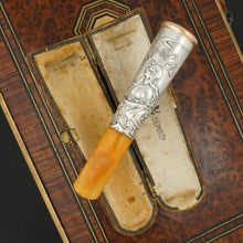 Load image into Gallery viewer, Antique French Art Nouveau Amber Cheroot Small Cigar Holder
