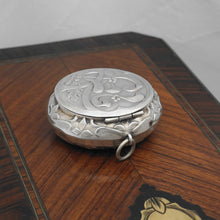 Load image into Gallery viewer, Antique French .800 Silver Art Nouveau Chatelaine Compact Mirror, Locket Box, Mistletoe &amp; Flowers
