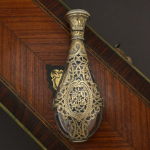 Load image into Gallery viewer, Antique French .800 Silver Perfume Bottle Pierced &amp; Engraved Gold Vermeil Tear Drop Shaped Scent Bottle
