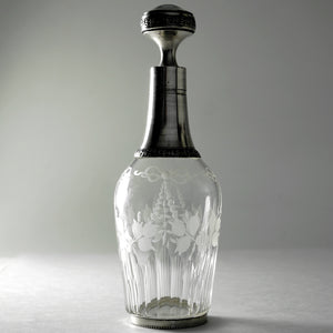 Antique French Sterling Silver Cut Glass Liquor Decanter