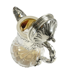 Antique French Sterling Silver Glass Water Pitcher Decanter, Lemonade, Orange Juice