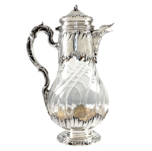 Load image into Gallery viewer, Antique French Sterling Silver Glass Water Pitcher Decanter, Lemonade, Orange Juice
