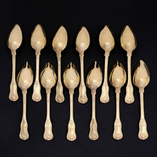 Load image into Gallery viewer, Antique French Sterling Silver 39pc Flatware Set, Knives, Gold Vermeil
