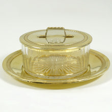 Load image into Gallery viewer, Antique French Sterling Silver Vermeil Glass Cheese Butter Serving Dish, Beurrier
