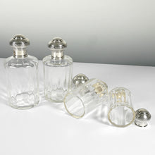 Load image into Gallery viewer, French Sterling Silver Glass Perfume Bottle Powder Jar Set Vanity Dresser Table
