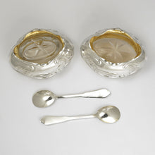 Load image into Gallery viewer, Pair Antique French Sterling Silver Salt Cellars, Spoons
