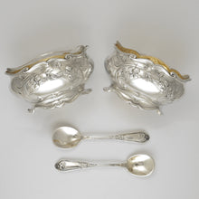 Load image into Gallery viewer, Pair Antique French Sterling Silver Salt Cellars, Spoons
