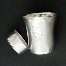 Load image into Gallery viewer, Antique French Sterling Silver 4pc Flatware, Tumbler Cup, Napkin Ring, Boxed Gift Set
