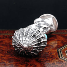 Load image into Gallery viewer, French Silver Wax Seal Stamp, Turquoise Cabochons, Art Nouveau Sea Shell Motif
