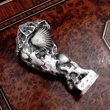 Load image into Gallery viewer, French Silver Wax Seal Stamp, Turquoise Cabochons, Art Nouveau Sea Shell Motif
